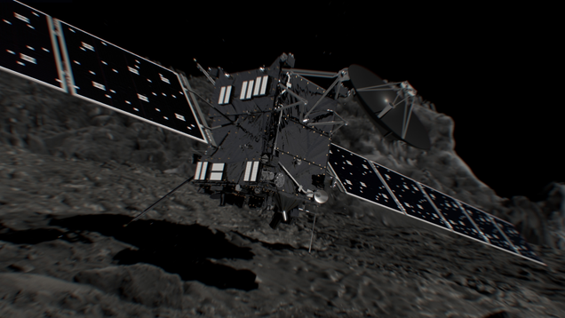 Artist’s concept of Rosetta touching down on Comet 67P. Image: ESA